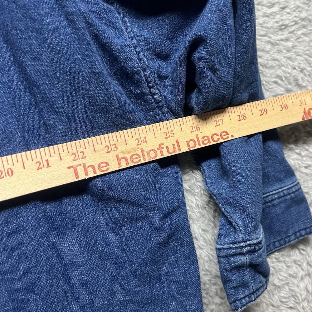 J Crew Drapey Indigo Jacket Womens XL Blue Pockets Cotton Casual - Picture 12 of 14
